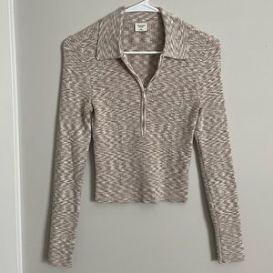 Abercrombie cropped half zip collared sweater